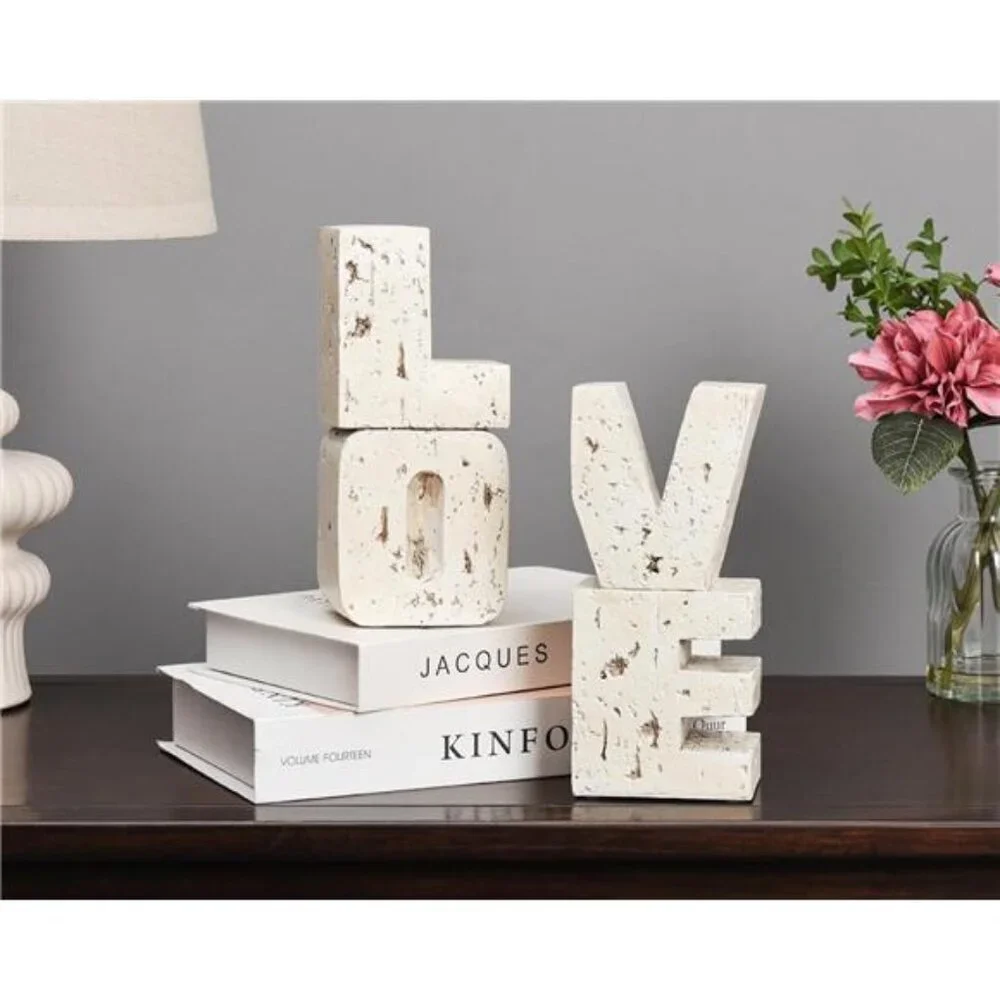 Love Bookends Decorative Resin Heavy Duty Book Holder Farmhouse Shelf Decor